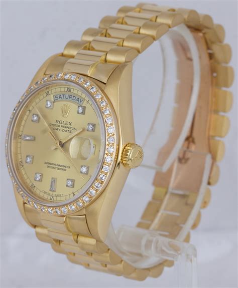 rolex 18k gold & diamond president watch|Rolex 18k gold watch price.